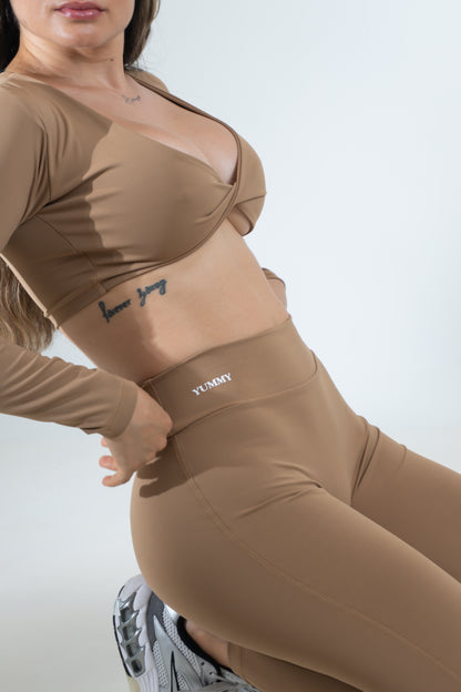 Set Leggins con Push Up Café Claro